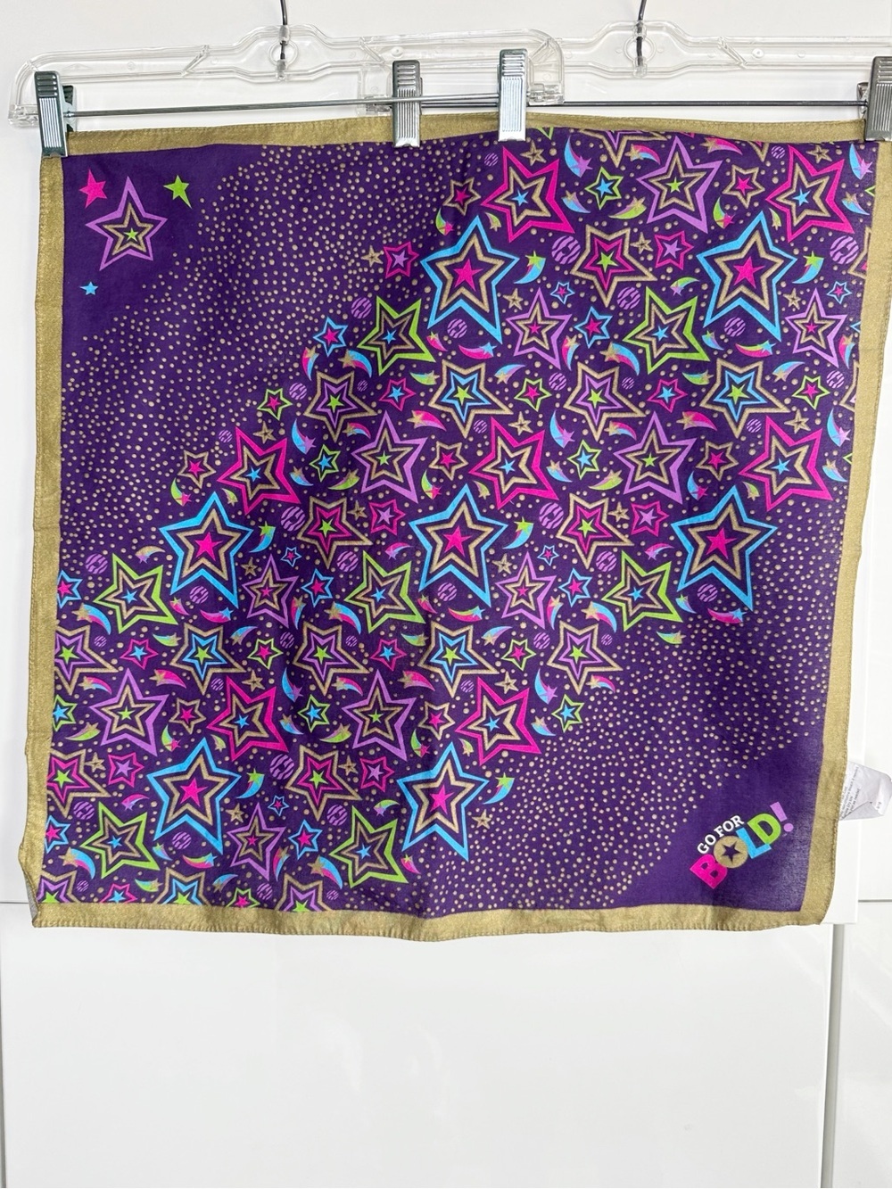 Girl Scout Scarf Go For Bold Purple Gold Trim with Stars